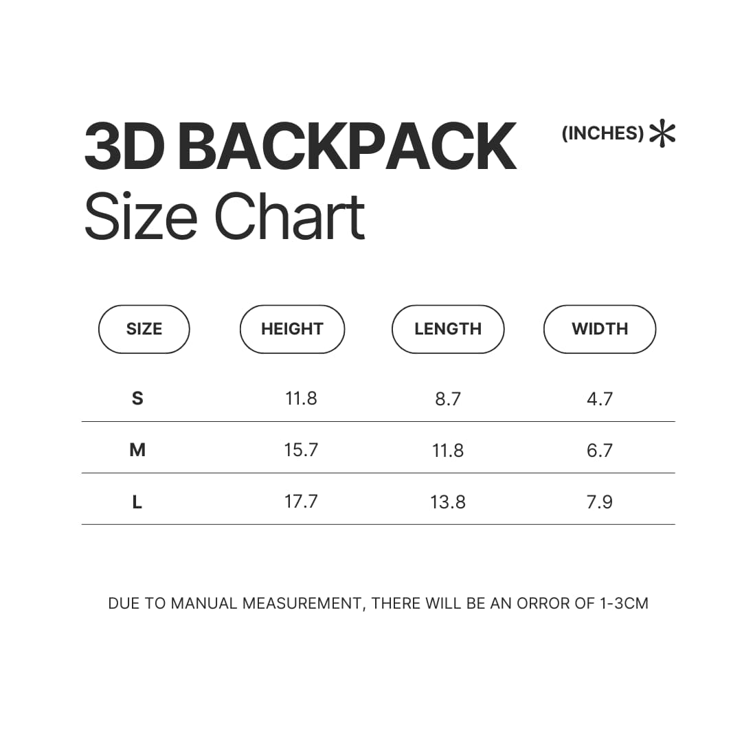 3D Backpack Size Chart - Tanya The Evil Store