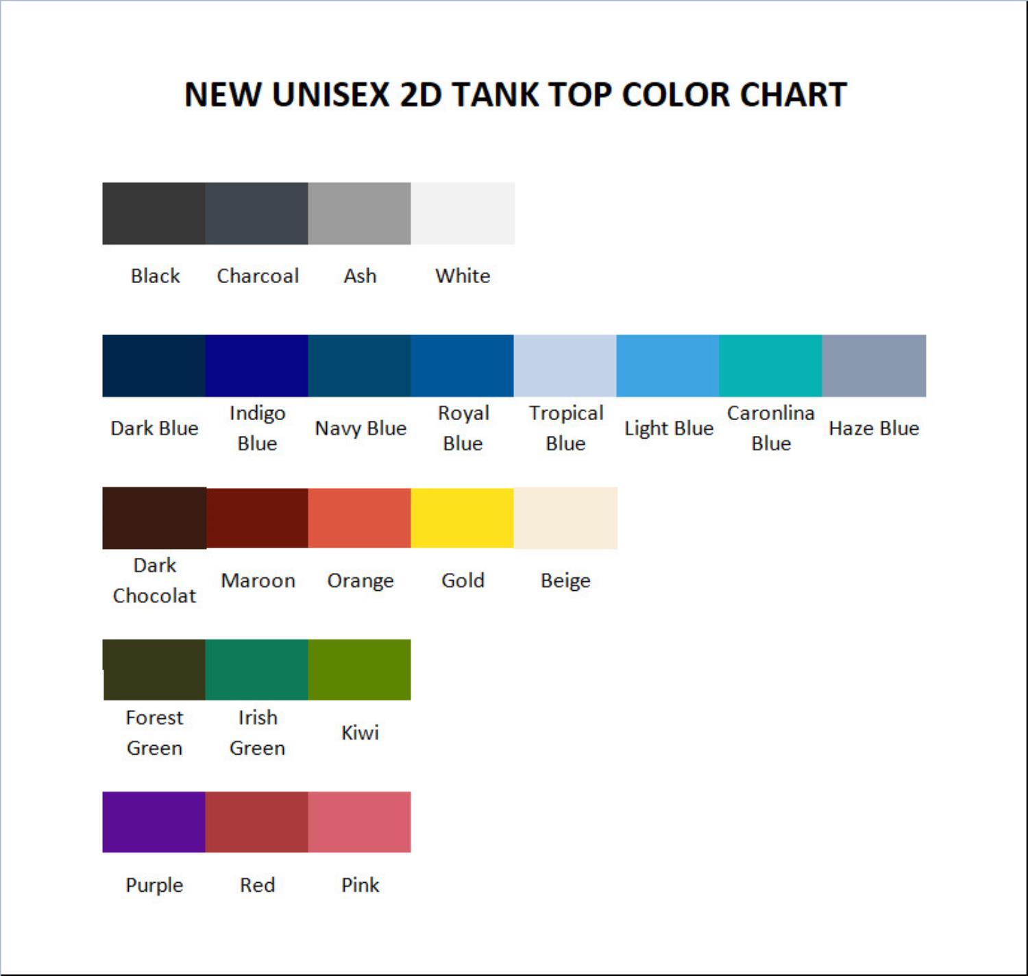 tank top color chart - Tanya The Evil Store