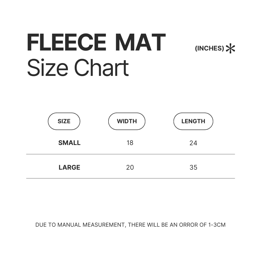 Fleece Mat Size Chart - Tanya The Evil Store