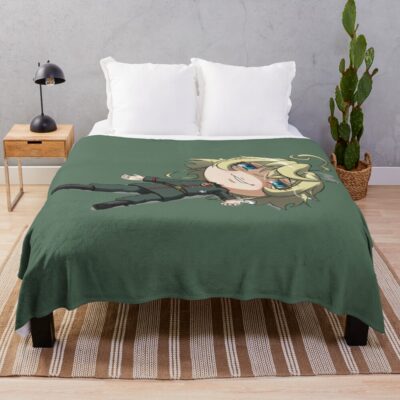 Tanya Degurechaff Chibi Playing Dead Throw Blanket